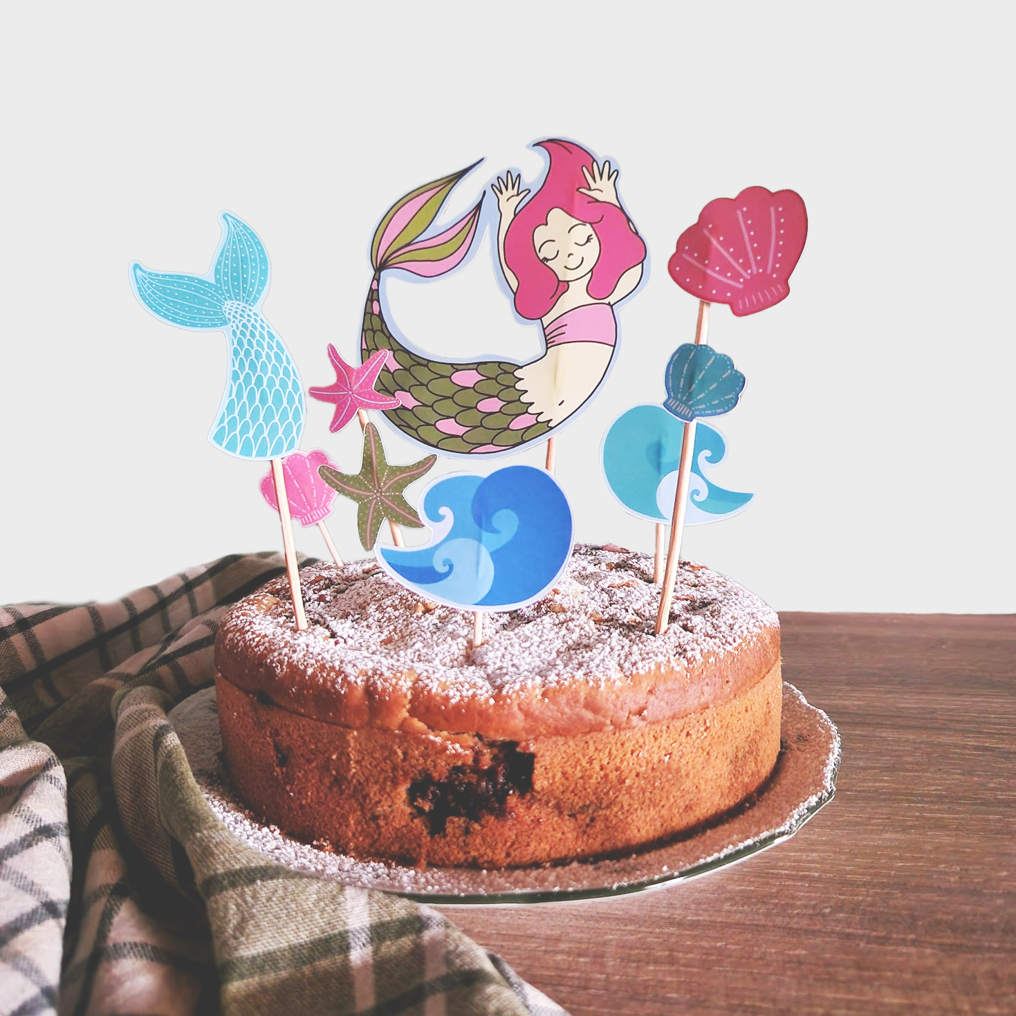 Decorazioni Torta Sirena - Set 5 Pezzi Con Cake Topper - Per Feste Compleanno Bambina - Foto 4